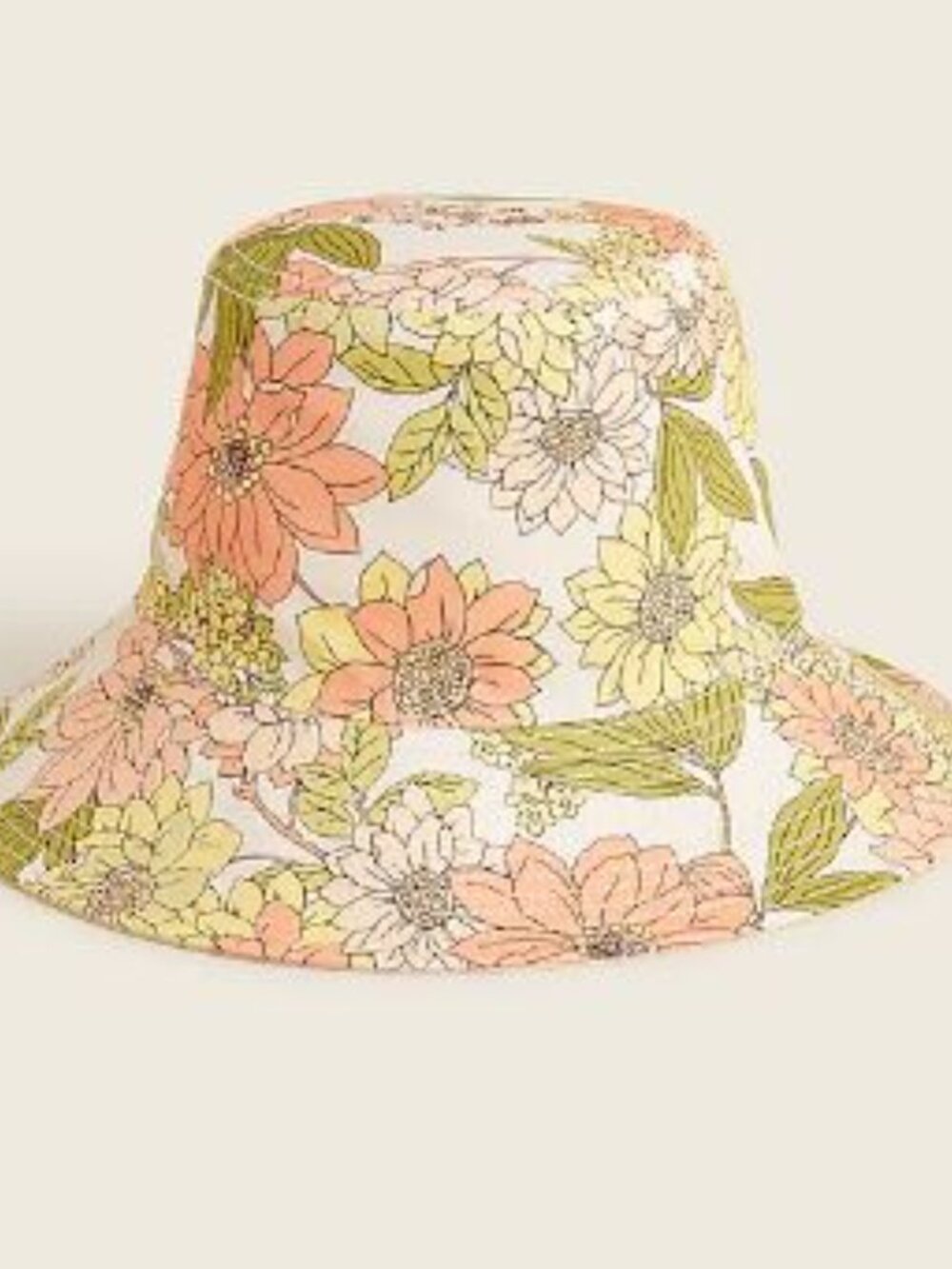 NWT J Crew Bucket Hat - Size M-L - Palest Peach Liberty Floral - $59.50 Retail